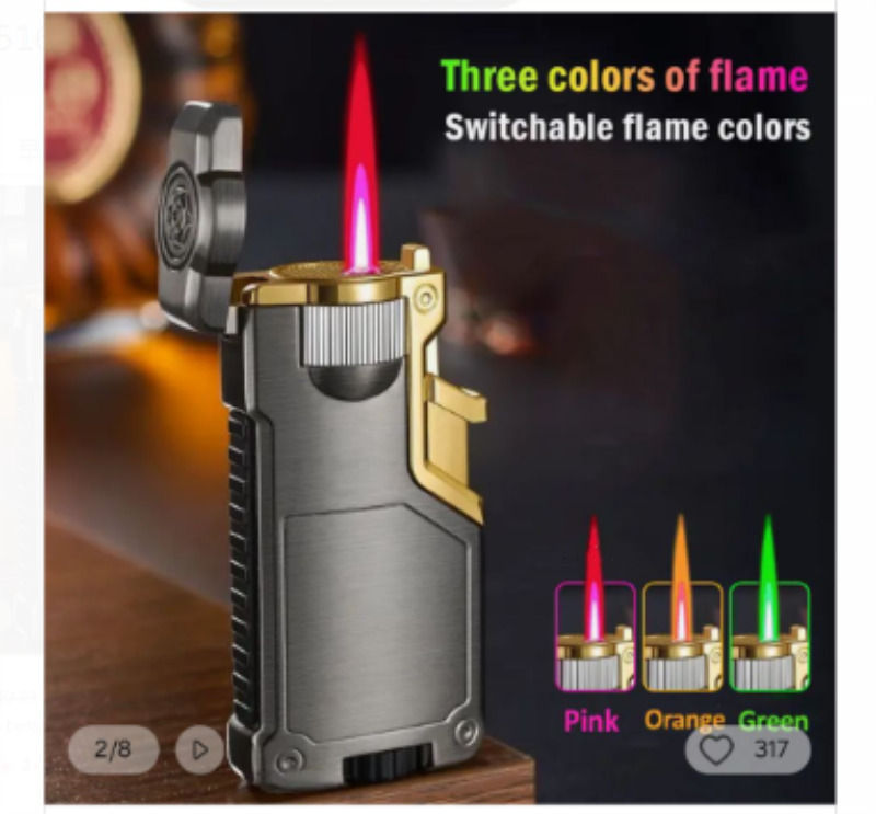 New Fashion Creative Three Colors Flame Switch Cartoon Kuromi Lighter Metal windproof Butane Gas Cool Lighter