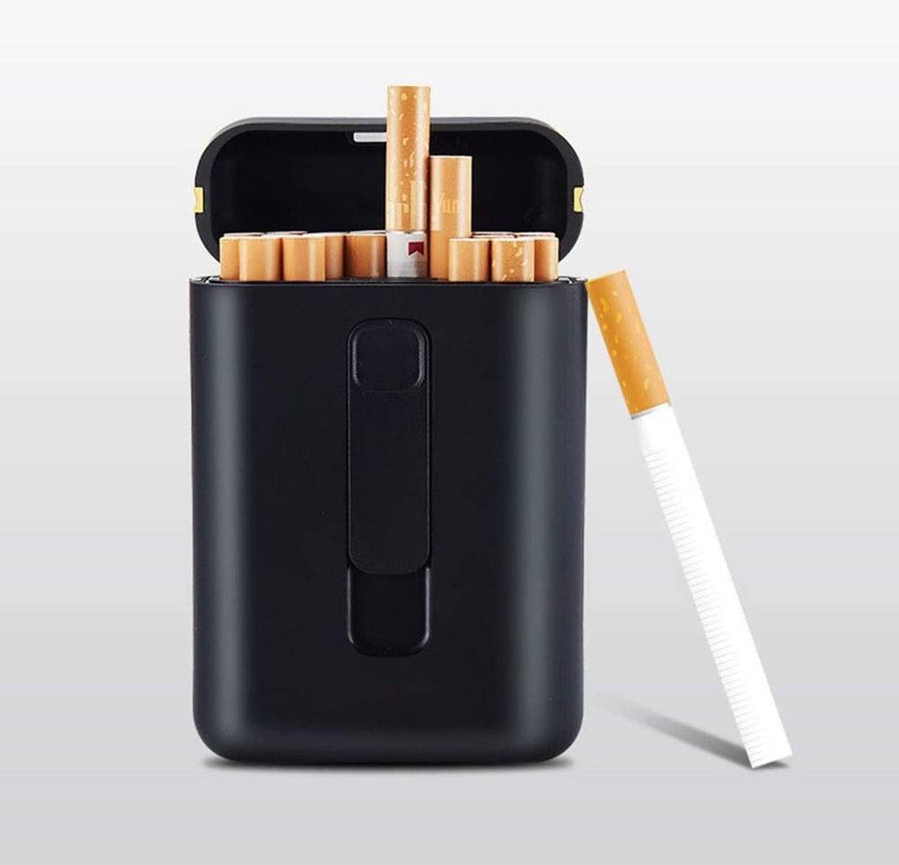 Cigarette Case with Lighter Cigarettes Box Portable 20pcs 100's Slim Cigarettes USB Lighters 2 in 1 Rechargeable Flameless