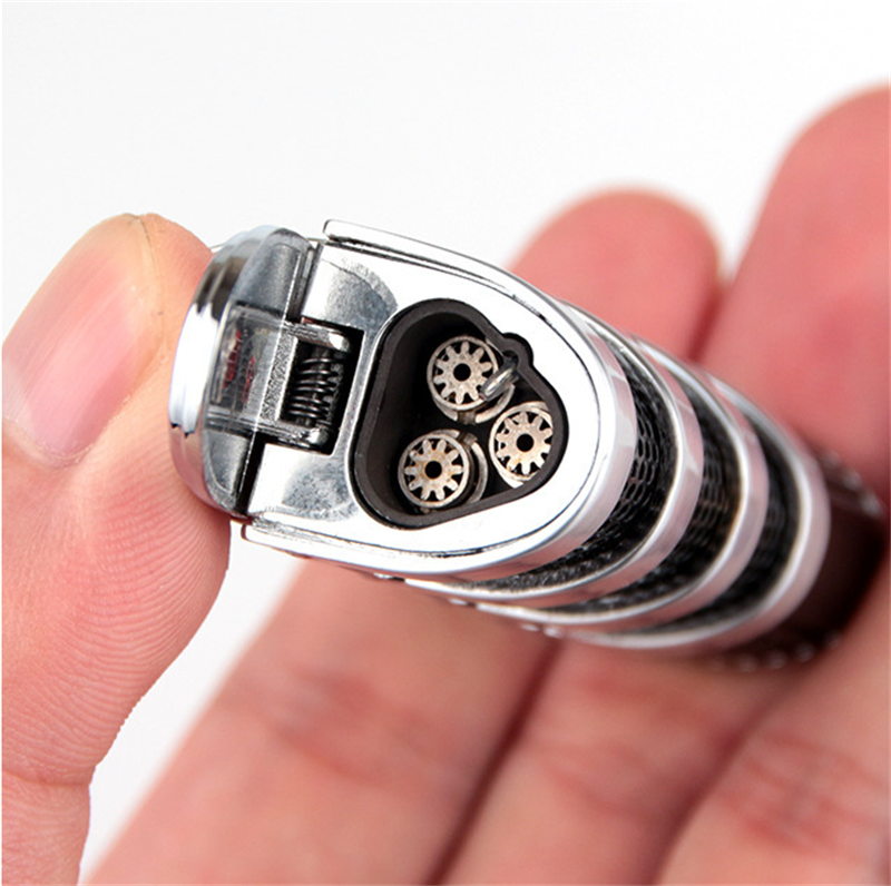 Wholesale Custom Inflatable Triple Jet Flame Cigar Lighter Metal cigar Knife & Refillable Butane Gas  lighter