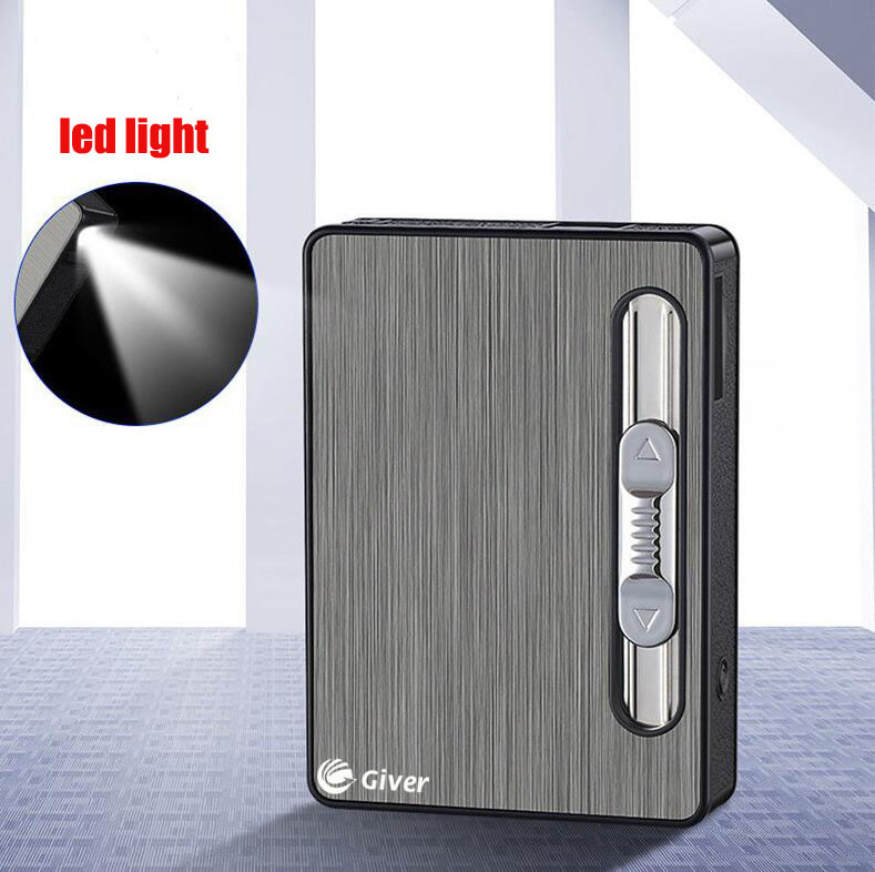 small size automatic open  Cigarette Case With USB Rechargeable Lighter and led light Hold 10 pcs Cigarette