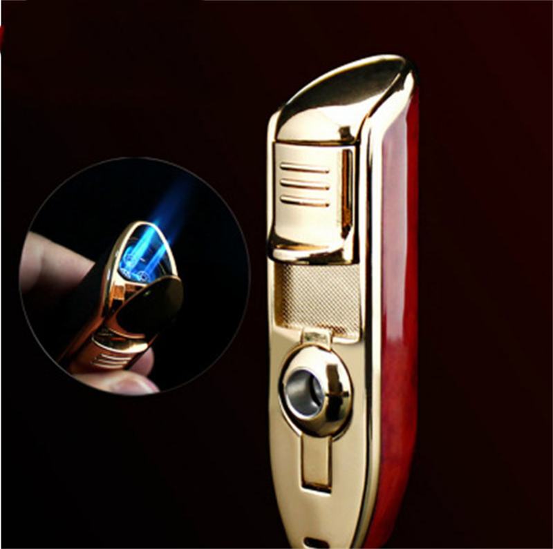 Wholesale Custom Triple Jet Flame Inflatable Torch Lighter Windproof Cigar Knife Refillable Butane Gas Gift Packed Logo Gift Box