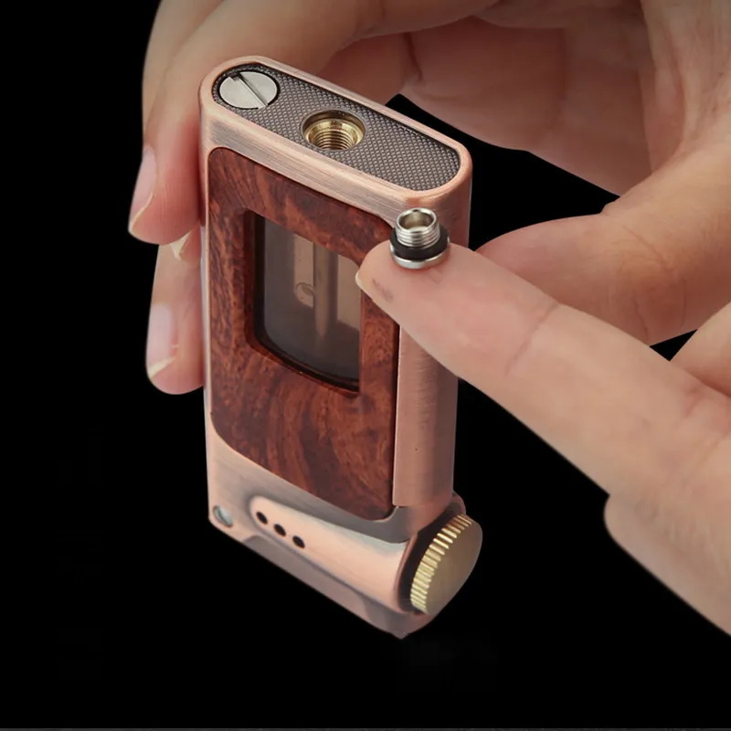 Wholesale High Quality Retro Vintage Kerosene Lighter Transparent Wood Grain Design Oil Gas Flame Refillable Cigarette Jet