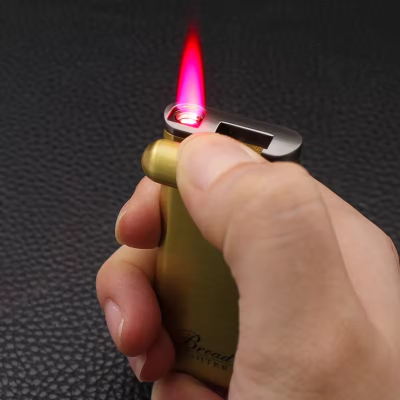 Creative Modern Metal Windproof Red Flame Cigarette Lighter Butane Gas Portable & Refillable for BBQ & Inflatable Jet Function