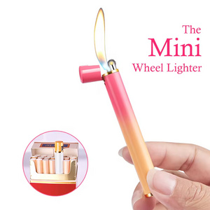 Mini Round Grinding Wheel Open Flame Metal Cigar Lighter  Gas lighter