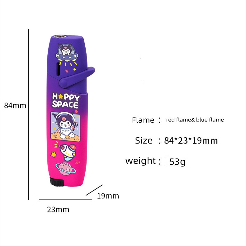 Creative Cartoon lighter red flame gradient color metal rocker arm windproof butane gas lighter