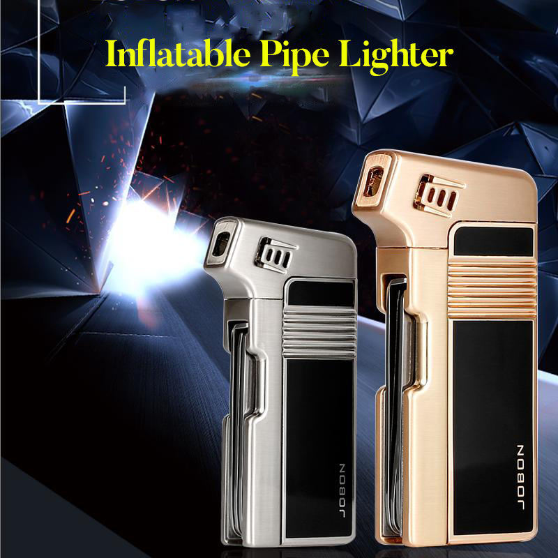 Inflatable lighter creative oblique fire with smoke knife press rod through the needle pipe special retro male lighter wholesale