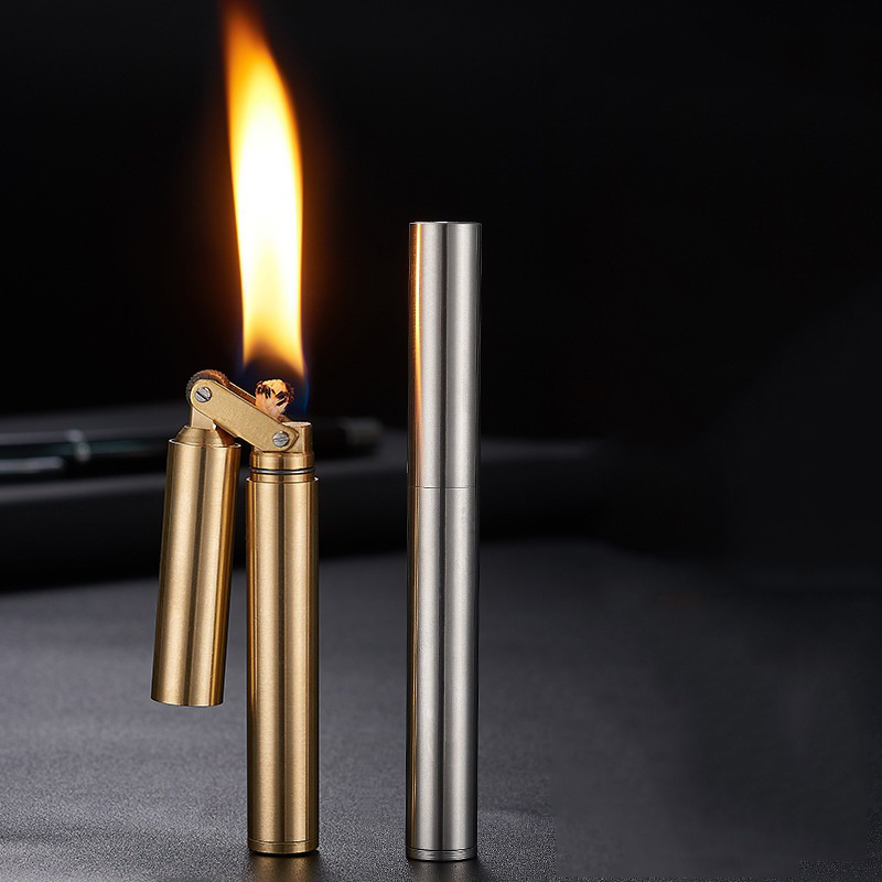 Brass Kerosene Nunchakus Lighters Windproof Mini Retro Grinding Wheel Ignition Flint lighter