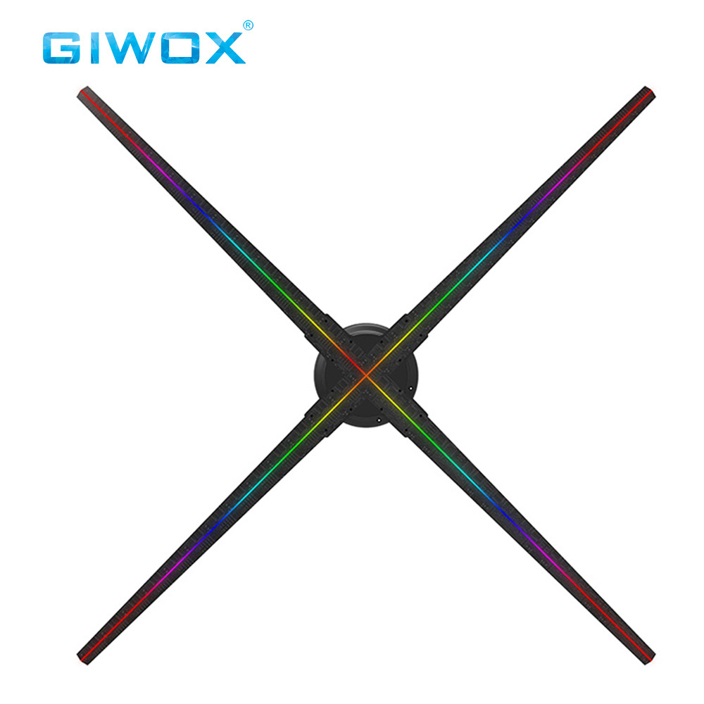 Giwox Newly Top Quality Hologram70cm 4 Balde 3D Led Fan 1024PX Resolution 3d Hologram Led Fan Advertising Fan For Indoor Display