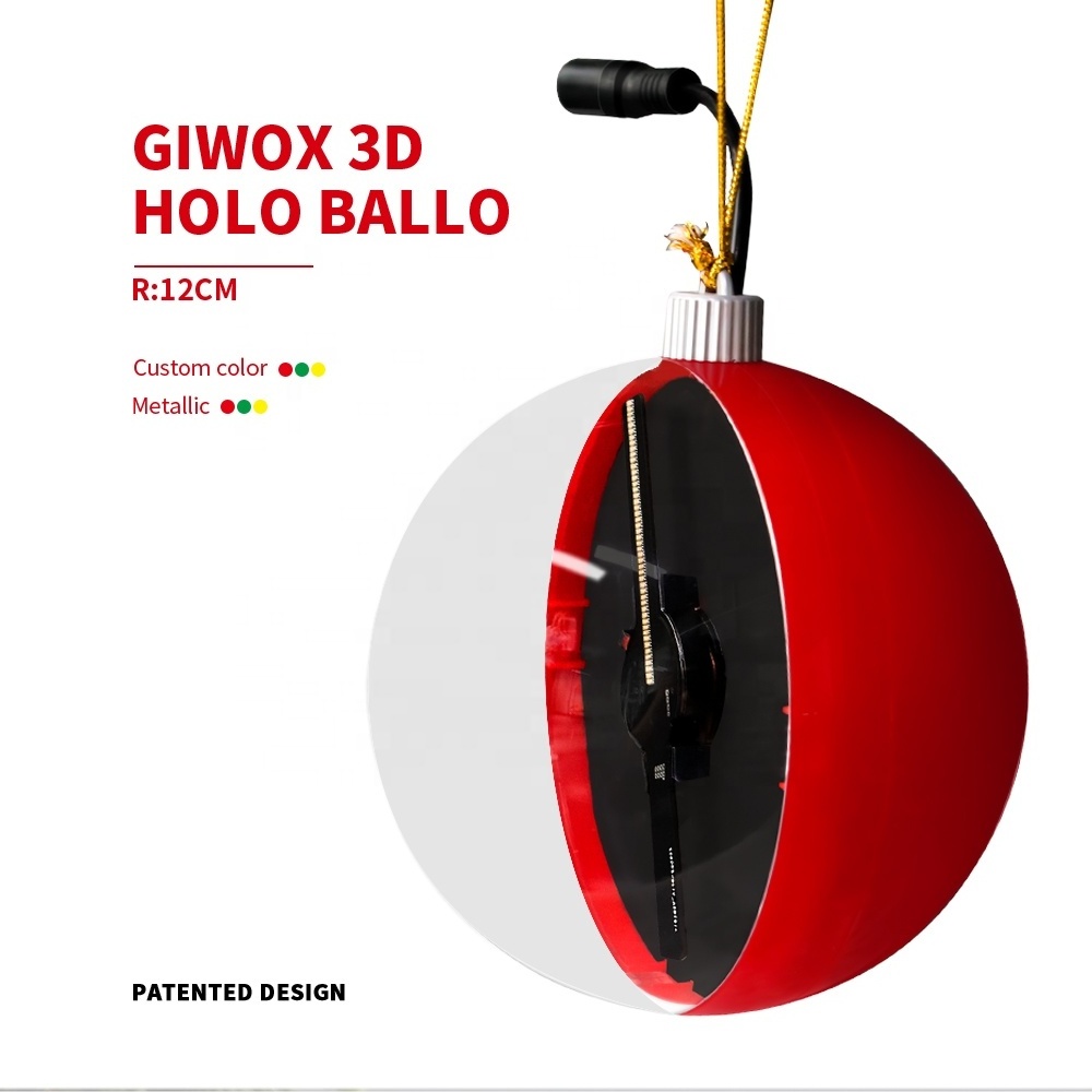 GIWOX HOLOBALLO  3D Hologram Advertising Christmas Ball 12cm Diameter with Fixed Content LED Ball for indoor and outdoor decor