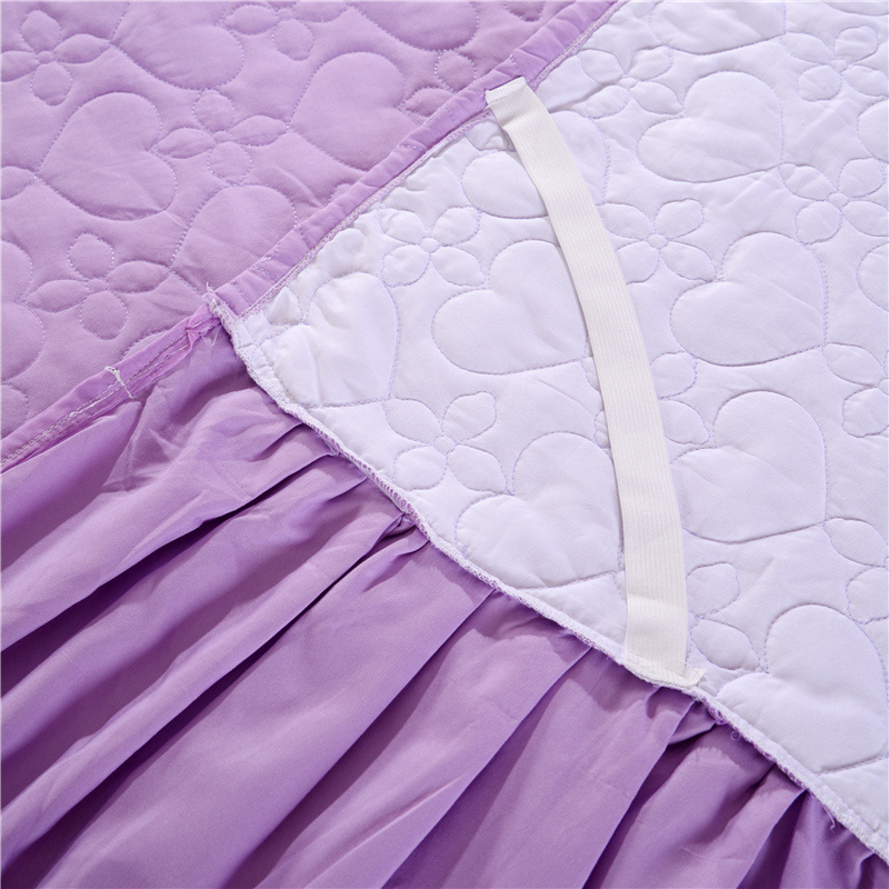 Hot sale European style  cotton lace edge 4 pieces purple bedding set textiles bedroom bed skirt bedding set