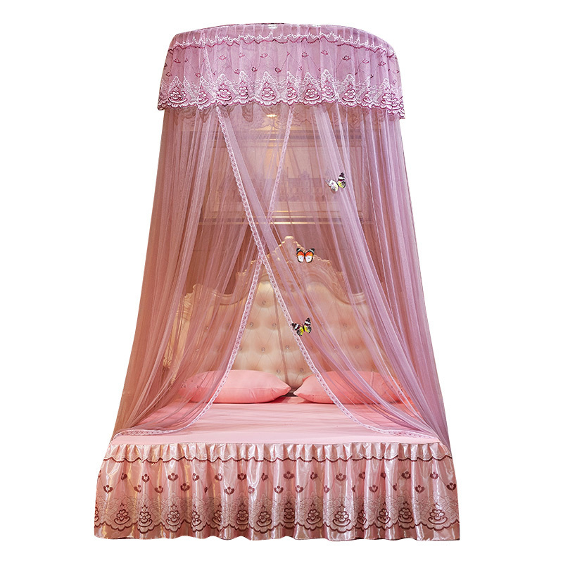 Hot Sale European Style Home Princess Lace 1.2m Larger Space Encryption Double Bed Round Ceiling Mosquito Net