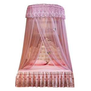 Hot Sale European Style Home Princess Lace 1.2m Larger Space Encryption Double Bed Round Ceiling Mosquito Net