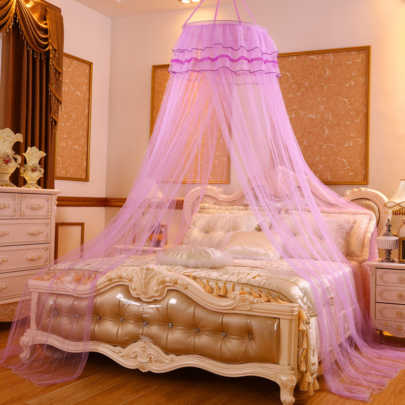 Custom Made Treated Outdoor Foldable Romantic Double Full Size Umbrella Mosquito Net Baby Bed Box 100% Polyester Adults Purple