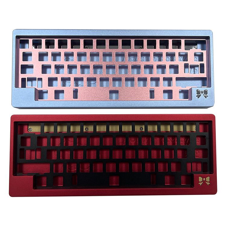 Guangzhou Gaojie custom 75% 65% anodized aluminum cnc machining mechanical keyboard keytray PC Tenshi bakeneko keyboards case