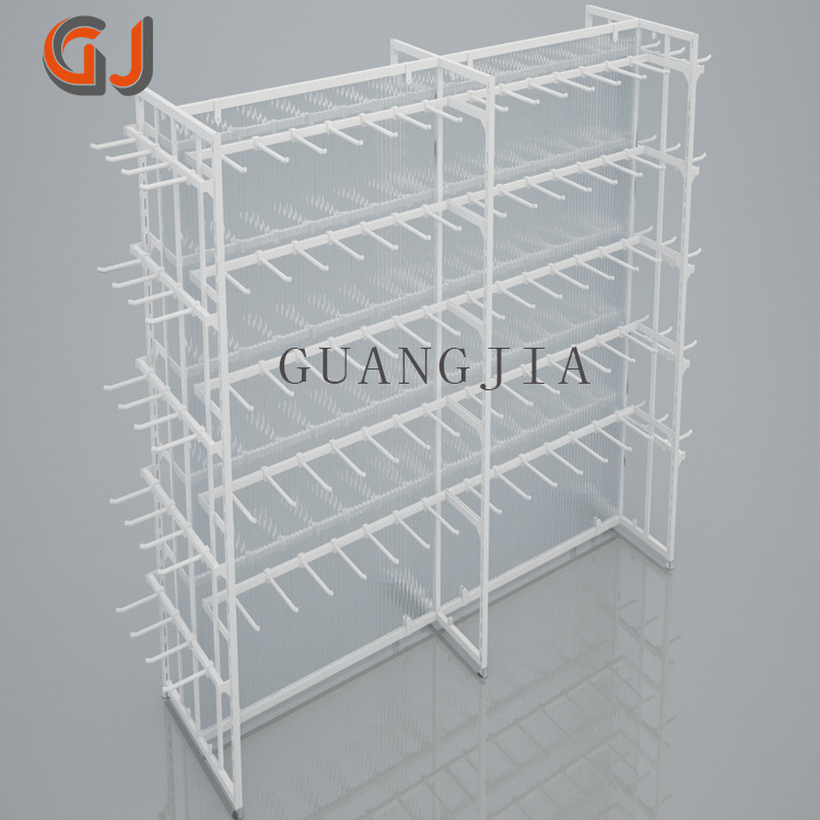 Stationery store display shelves gondola shelving design wooden metal showcase with hook or panel