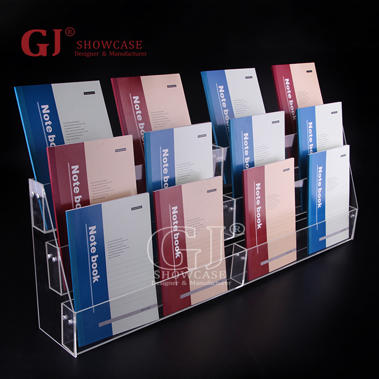 Fixable Clear Acrylic Book Case Book Shop Notebook Display Stand Retail Snack Display Shelves