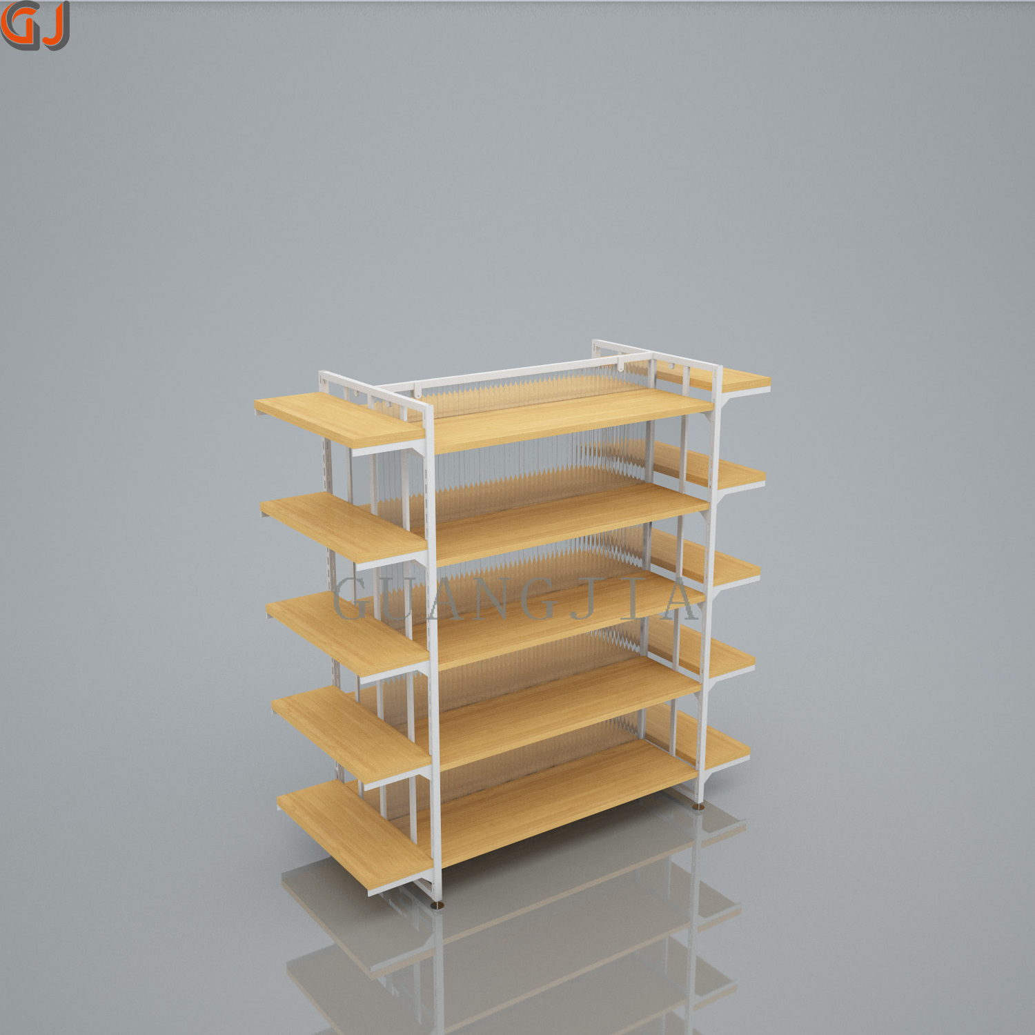 Stationery store display shelves gondola shelving design wooden metal showcase with hook or panel