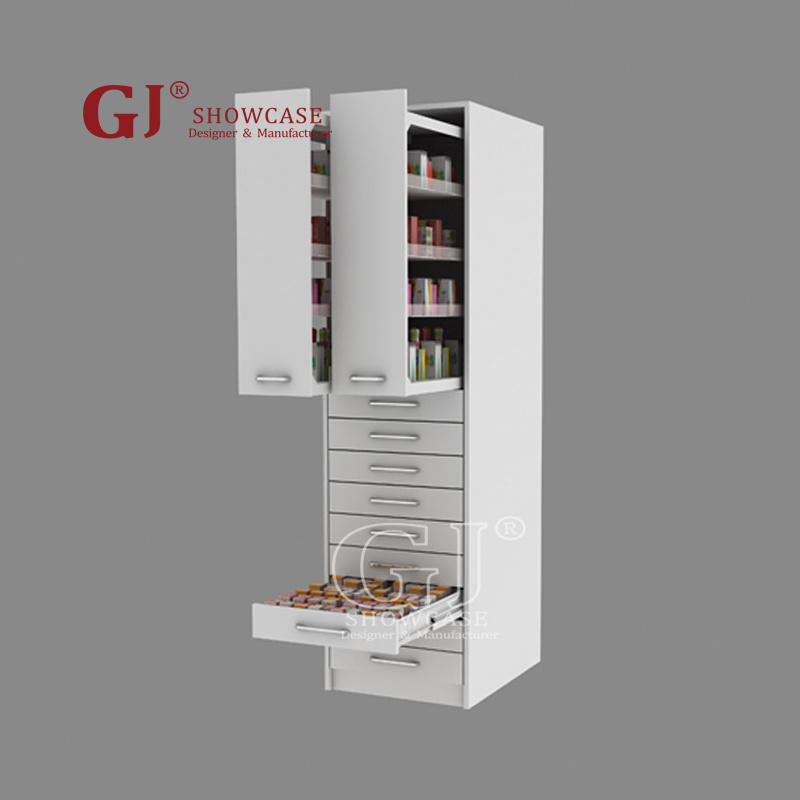 High quality pharmacy cabinet furniture shelves customized metal drugstore cabinet with drawers pharmacy shop fitting