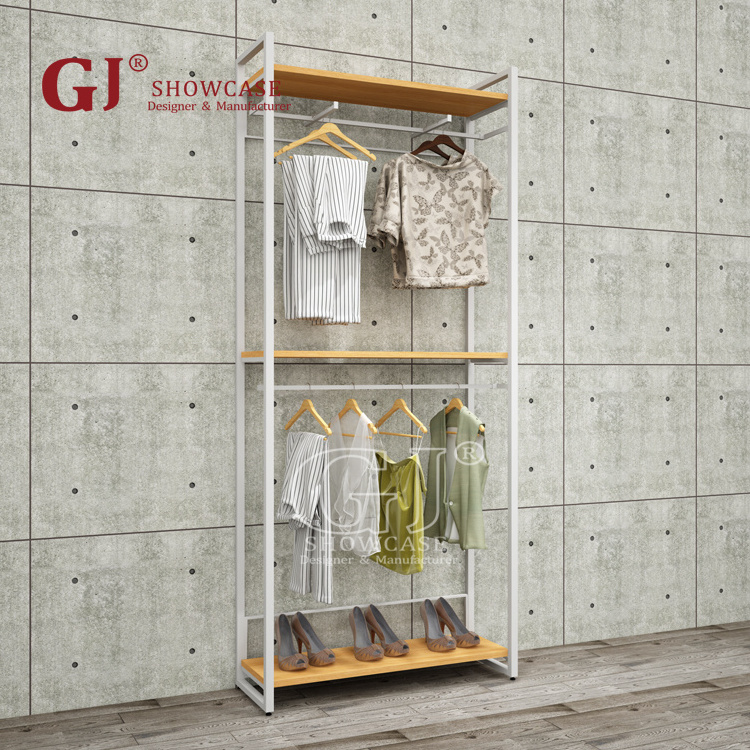 Floor Metal Rack Wall Clothing Store Garment Shop Shirt Display Stand Women Clothes Store Hanger Shelf