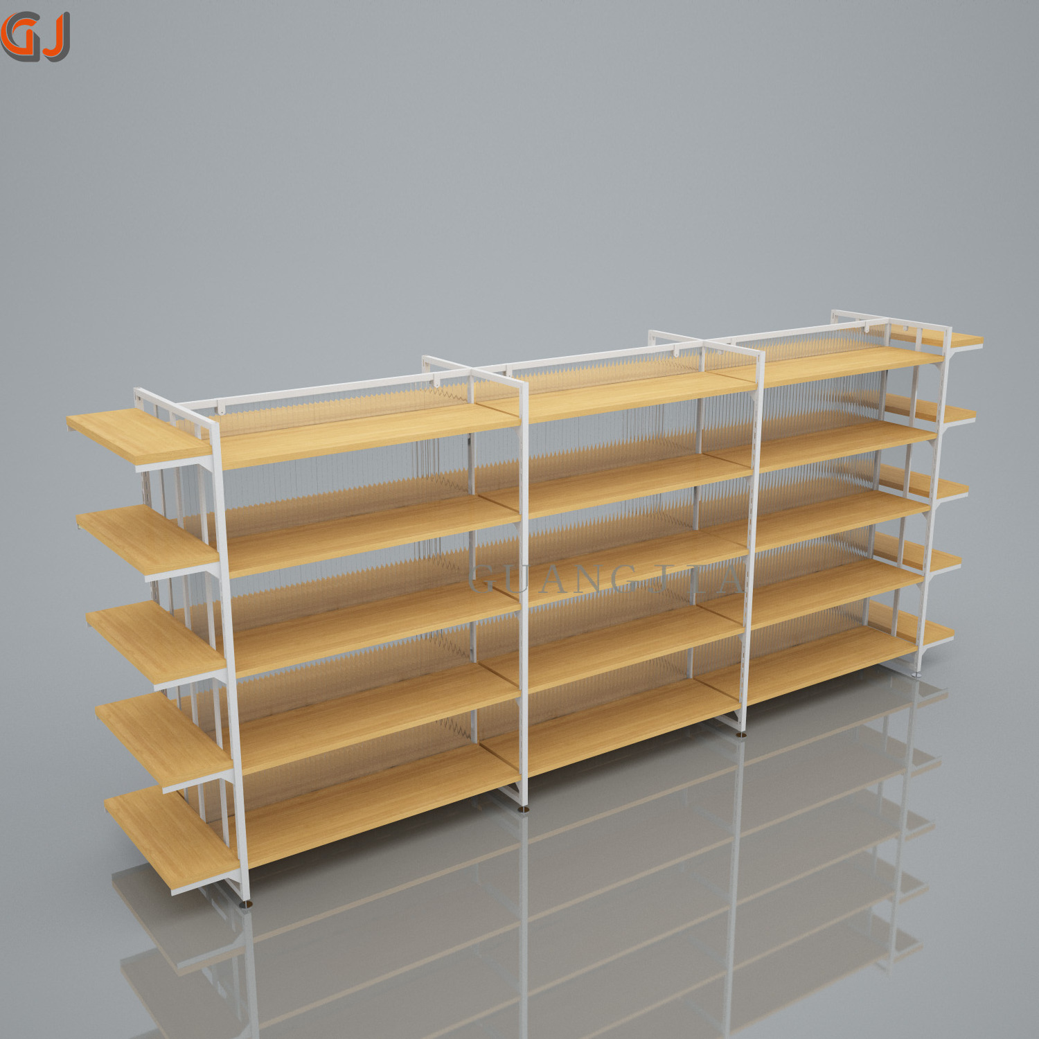 Stationery store display shelves gondola shelving design wooden metal showcase with hook or panel