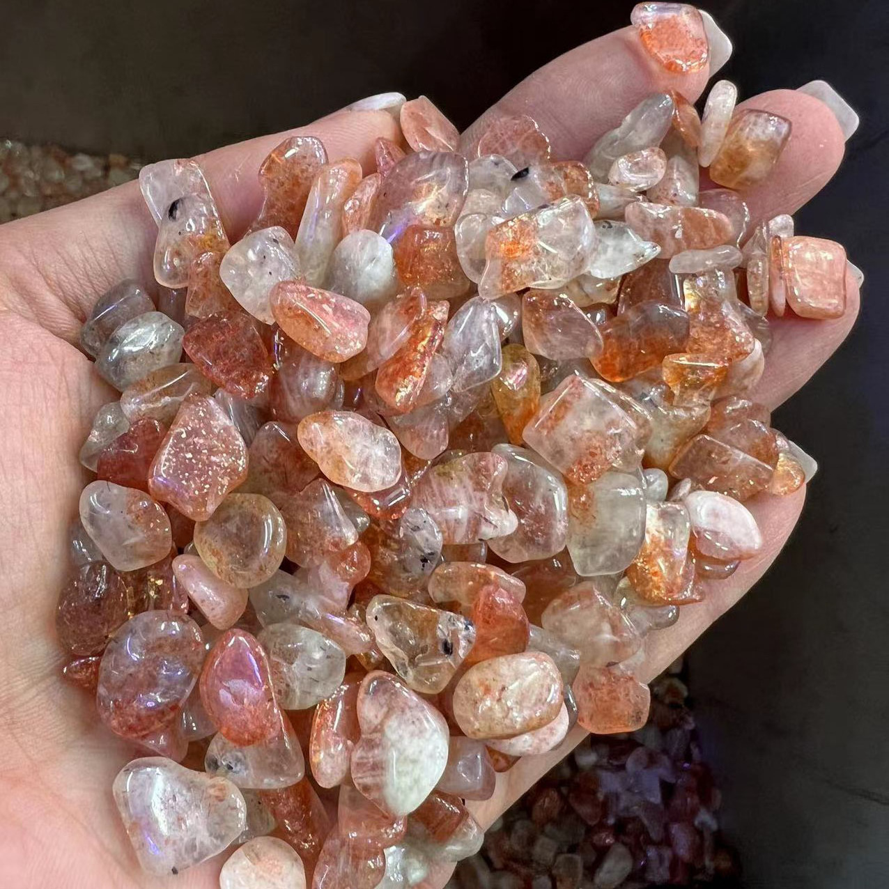 Wholesale Raw Natural Gemstone Sun Stone Crafts Healing Tumbled Stones Bulk Crystal Healing  Crystal Chips Crystal Gravel