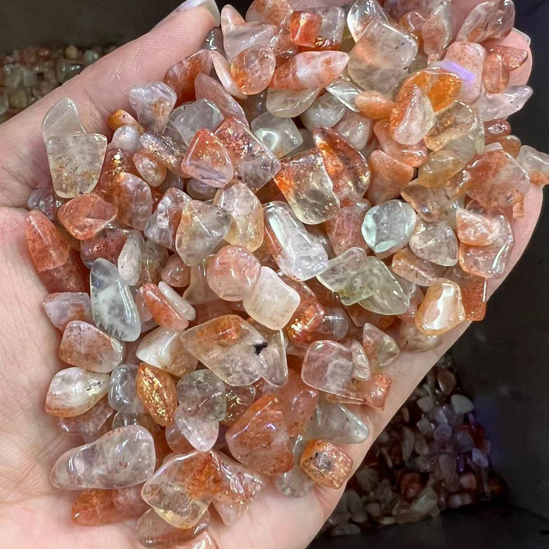 Wholesale Raw Natural Gemstone Sun Stone Crafts Healing Tumbled Stones Bulk Crystal Healing  Crystal Chips Crystal Gravel