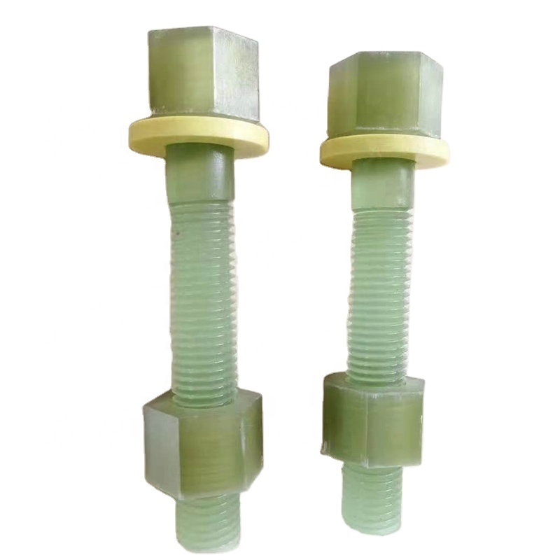 Fiberglass composite hex head bolt and nut FRP threaded rods GRP Fiber fasteners