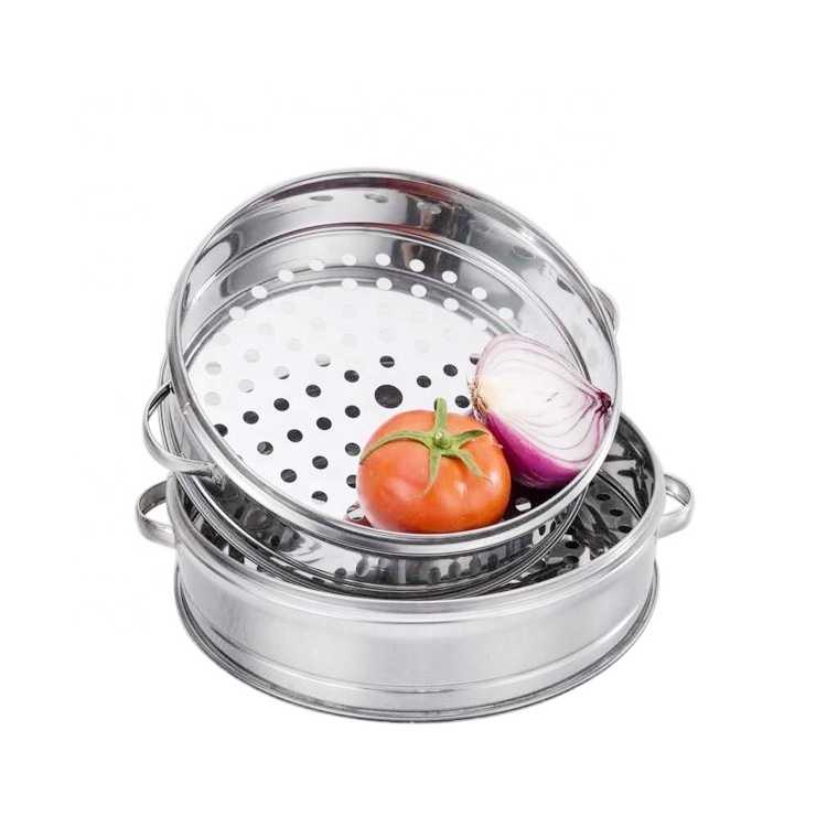 Natural Stainless Steel Steamer Baskets with Handle&Lid for Steaming Food Kitchen Fold Rice Steam Cooker