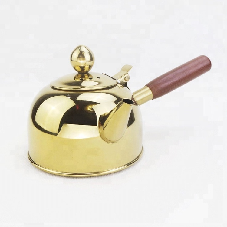 2018New Product 304 Food Grade Stainless steel Antique Teapot Japanese Tea Ceremony Kettle With Side Wooden Handle