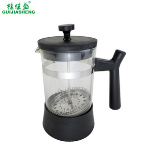 600ml Hot Selling Portable Travel French Press Coffee Maker Glass French Press With BPA Free Plastic Flame