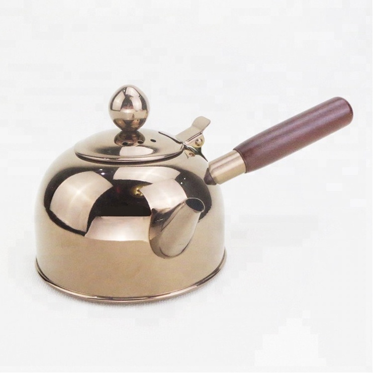 2018New Product 304 Food Grade Stainless steel Antique Teapot Japanese Tea Ceremony Kettle With Side Wooden Handle