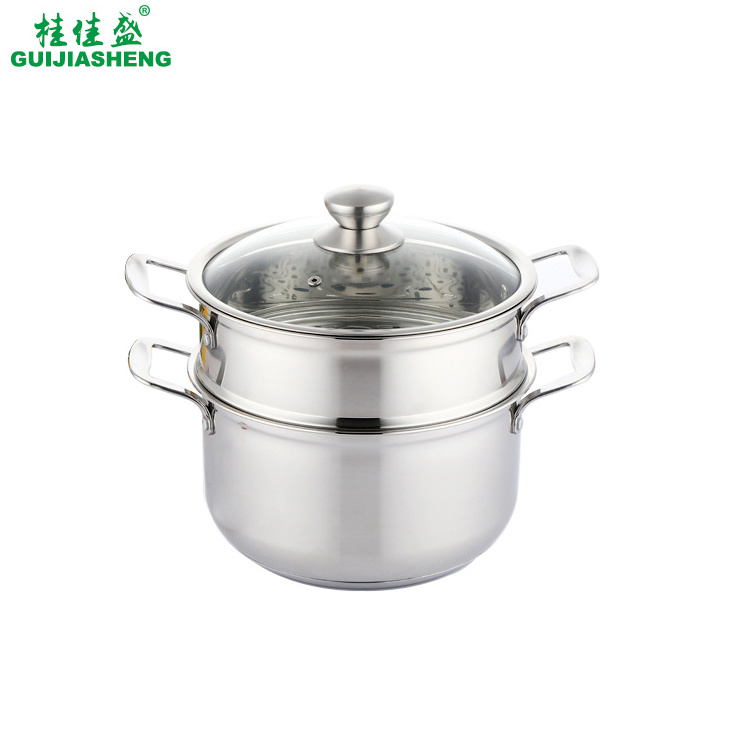 High Quality 304 Stainless Steel 2 layers Food Steamers Pots, Kitchen Steam Crab Cooking Pots for Wholesale