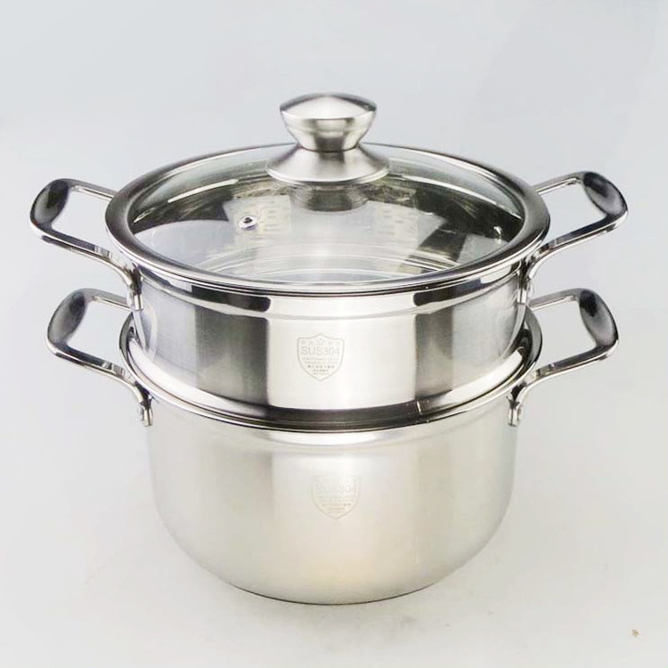 High Quality 304 Stainless Steel 2 layers Food Steamers Pots, Kitchen Steam Crab Cooking Pots for Wholesale