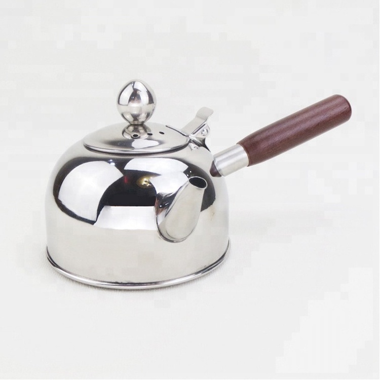 2018New Product 304 Food Grade Stainless steel Antique Teapot Japanese Tea Ceremony Kettle With Side Wooden Handle