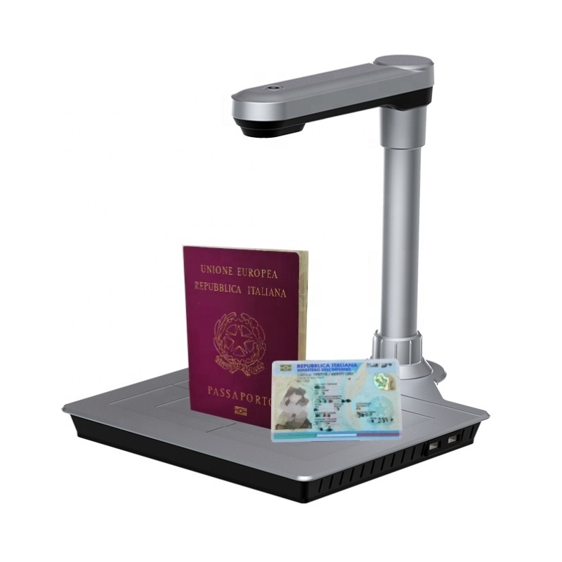 Hotel Portable ID Card OCR Passport Scanner A4 Book Business Bank Office Document Reader With Hard Pad