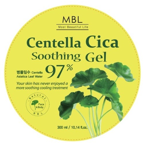 MBL Centella Cica Soothing Gel 97% 300ml / 10.14fl.oz. [Moisturizing |. Soothing | Nourishing | Calming | Asiatica Leaf Water]