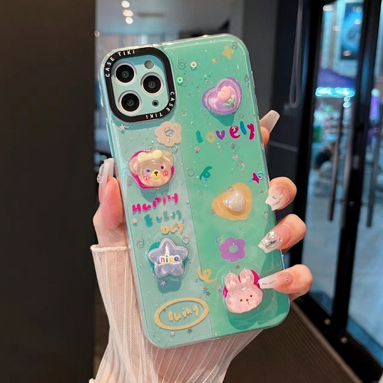 Bright Second-Generation Glue-On Doll Cell Phone Case for iPhone Samsung Xiaomi