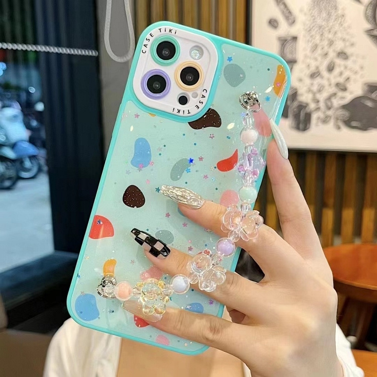 Two-In-One Painted Eye Glue And Bear Bracelet Cell Phone Case for iPhone