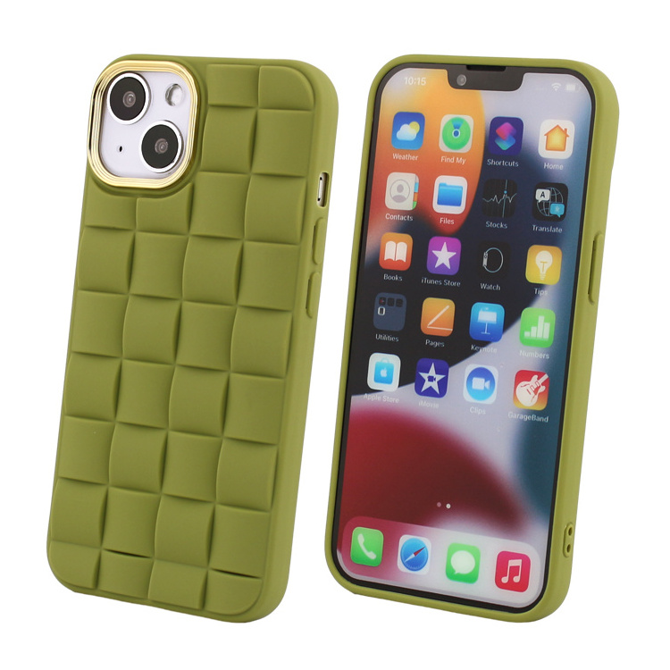 New Electroplated Plaid Pattern Cell Phone Case for iPhone