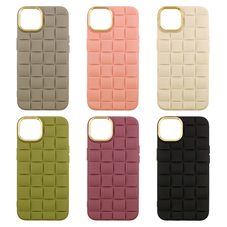 New Electroplated Plaid Pattern Cell Phone Case for iPhone