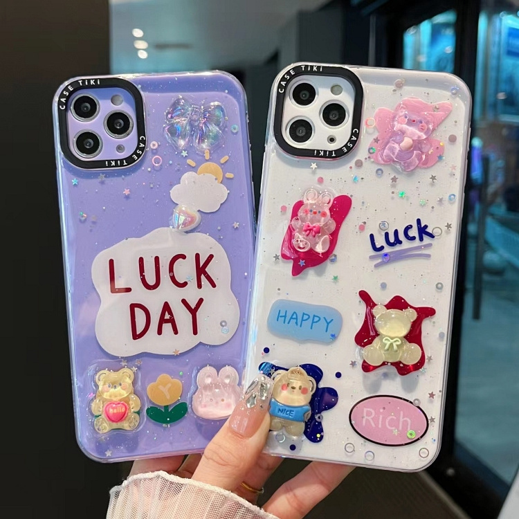 Bright Second-Generation Glue-On Doll Cell Phone Case for iPhone Samsung Xiaomi