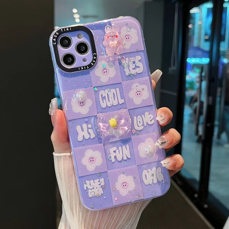 Bright Second-Generation Glue-On Doll Cell Phone Case for iPhone Samsung Xiaomi