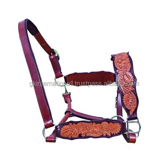 Top Trending 100% Cow Leather Western Tooled leather horse halter & Breast Collar Set with Hand Painting Wholesale Manufacturer