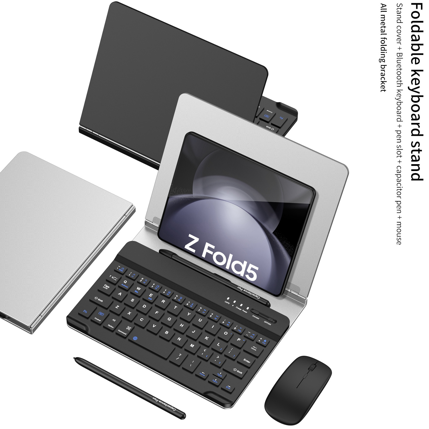 Portable Mini Keyboard for Iphone Ipad Samsung Series with Stand and Mouse Pen Connected with Bluetooth Designed by GKK