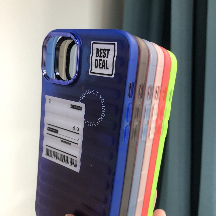 Striped Shell Printed Image Plating Frame Cell Phone Case for iPhone