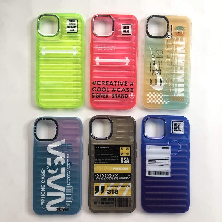 Striped Shell Printed Image Plating Frame Cell Phone Case for iPhone