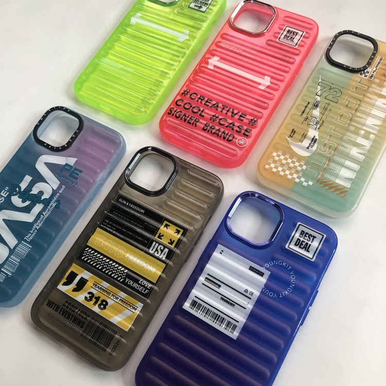 Striped Shell Printed Image Plating Frame Cell Phone Case for iPhone