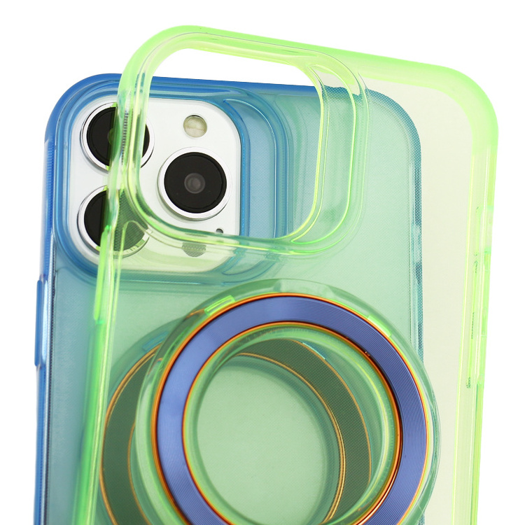 Bright Transparent Monochrome + CD Magnet Coil Cell Phone Case for iPhone