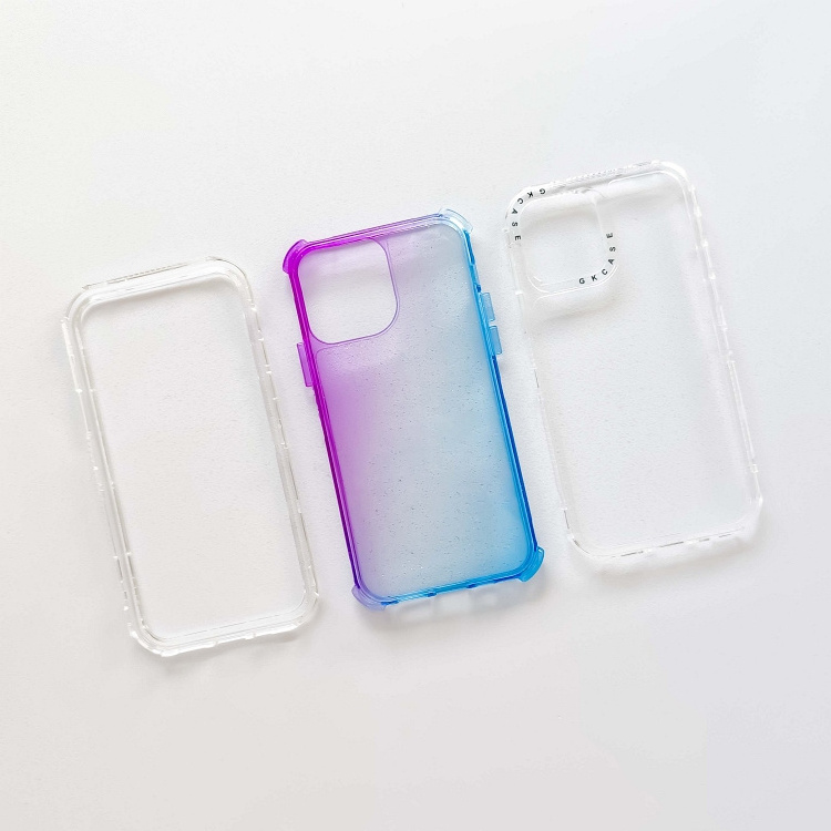 New Dazzling Three-In-One Two-Color Twill Gradient With Glitter Cell Phone Case for iPhone Samsung Xiaomi