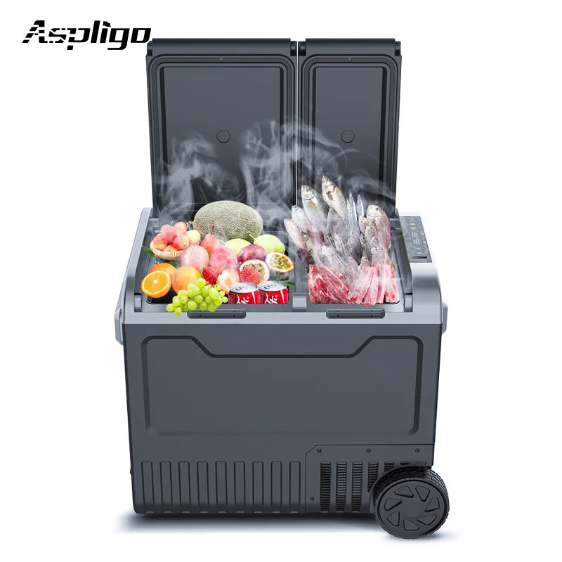 30L 40L 50L Portable Camping Car Freezer Fridges dual zone Refrigerator With Wheels And Handle